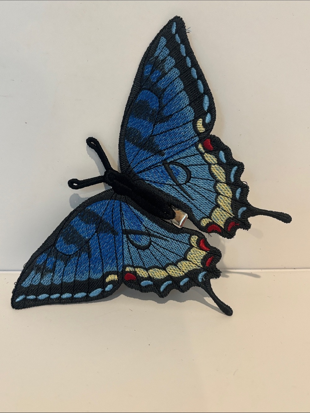 Embroidered Blue Swallowtail Butterfly Hair Clip